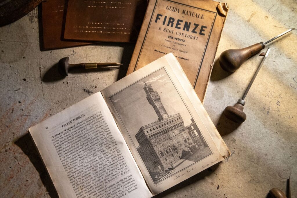 immagine di veduta palazzo vecchio firenze incisa e stampata su carta pregiata